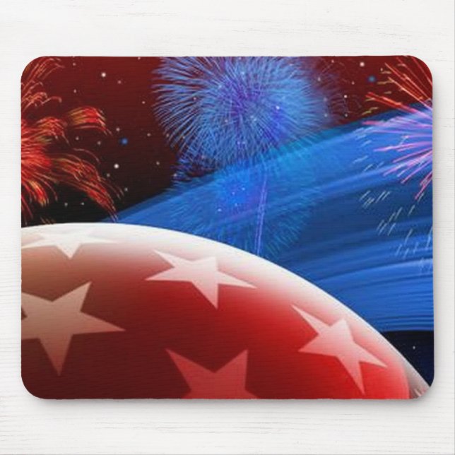 Rött vitt blått staplar och Fireworks-musknapp Musmatta (Framsidan)