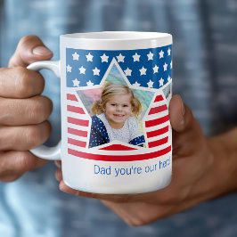 Rött vitt blått Star Photo Pappa Hero Mugg