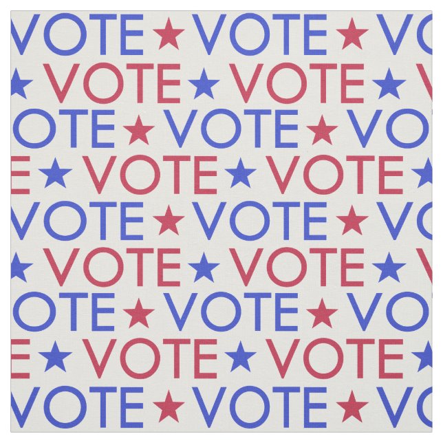 Rött vitt blått Star Vote Mönster Tyg (Provkarta)