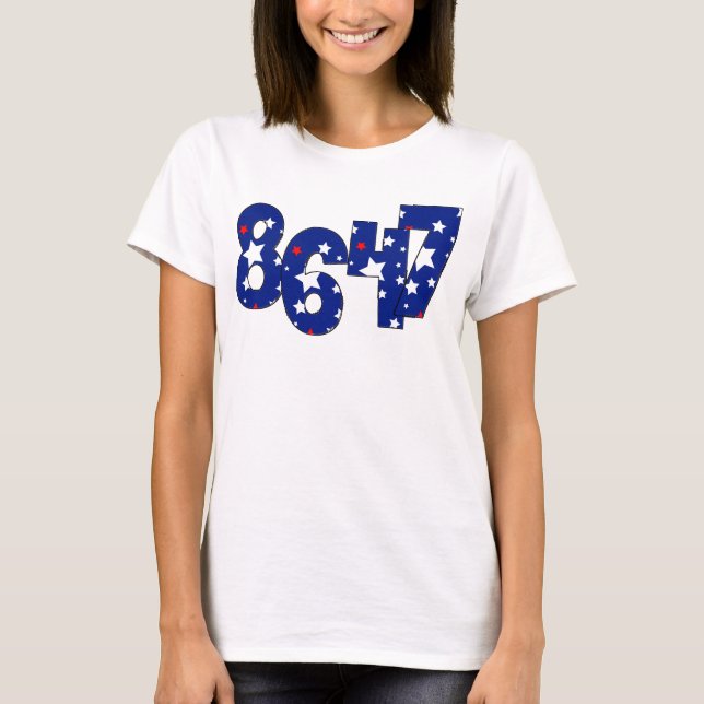 RÖTT VITT BLÅTT STARS 8647 ANTI TRUMP NUMBERS T SHIRT (Framsida)