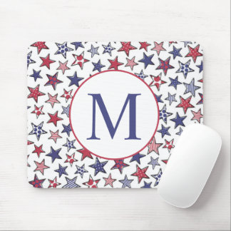 Rött vitt blått Stars America Patriotic Monogram Musmatta