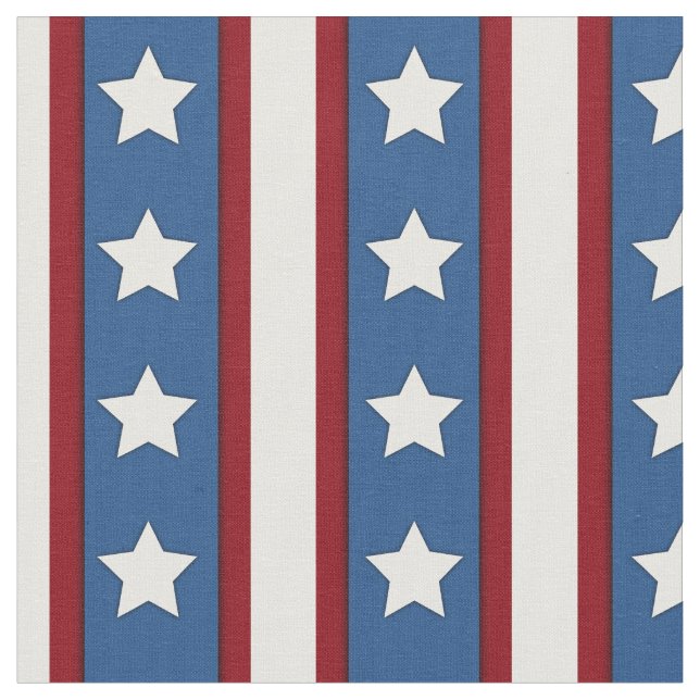 Rött vitt blått stjärna- & randlodrät tyg (Närbild)