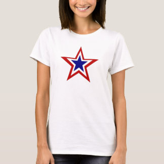 rött vitt blått stjärna tee shirt