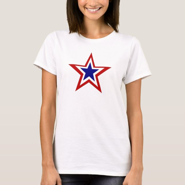 rött vitt blått stjärna tee shirt (Framsida)