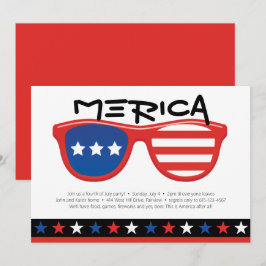 Rött vitt blått stjärnor 4 juli Roligt Merica Part