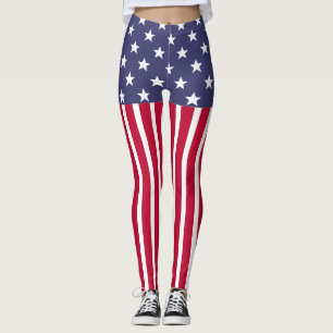 Rött vitt blått stjärnor Rand USA flagga Leggings