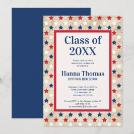 Rött vitt blått stjärnor USA:s militära Studenten Inbjudningar