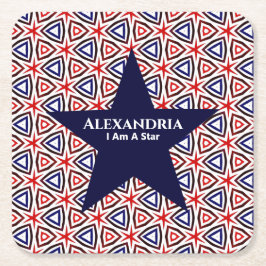 Rött vitt blått stjärnorna i Mönster Underlägg Papper Kvadrat