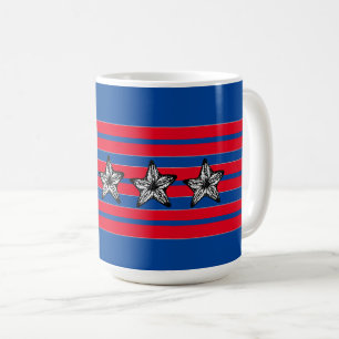 Rött vitt blått stjärtfisk i Rand Patriotic Kaffemugg
