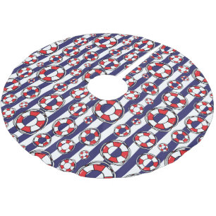 Rött vitt blått stripe för Nautical Life beles Julgransmatta Borstad Polyester