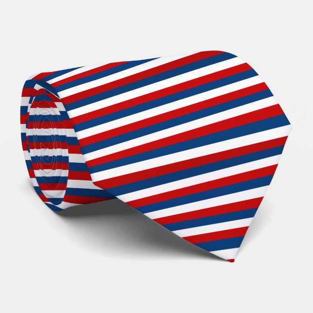 Rött vitt blått stripe Mönster Slips (Rullad)