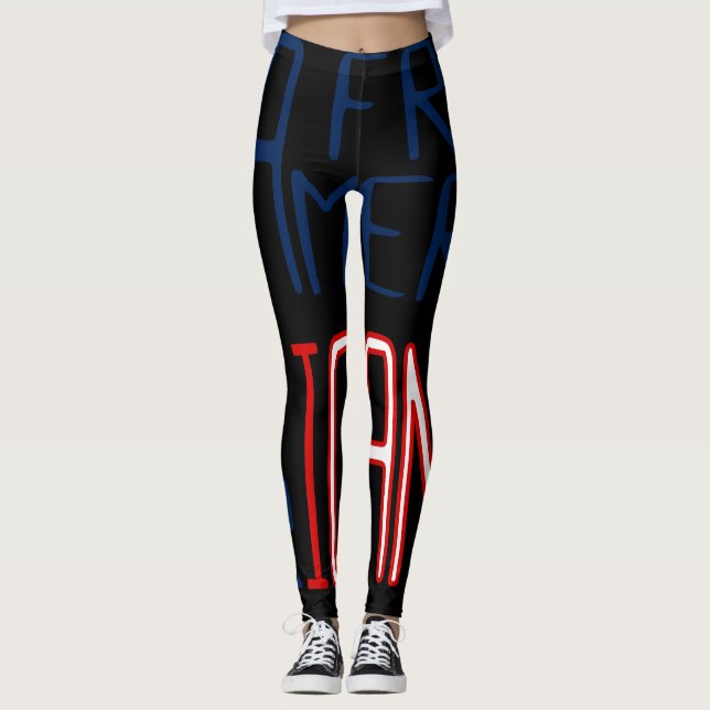 Rött vitt blått, svarta, afrikansk leggings (Framsida)