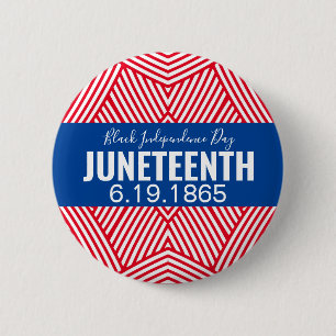 Rött vitt blått Svarta Independence day JUNETEENTH Knapp