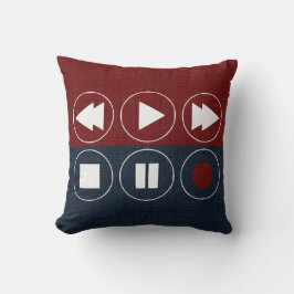 rött vitt blått tekniska ikoner Rewind Fast Foward Kudde