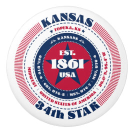 Rött vitt blått typografi i delstaten Kansas US Knopp