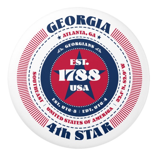 Rött vitt blått typografi i Georgien, Förenta stat Knopp (Framsidan)