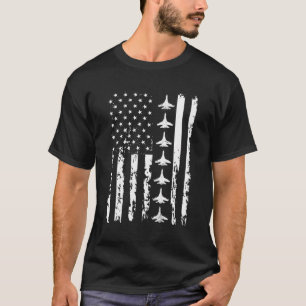 Rött vitt blått USA flagga Patriotic Fighter Jet 4 T Shirt