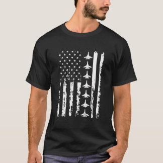Rött vitt blått USA flagga Patriotic Fighter Jet 4 T Shirt