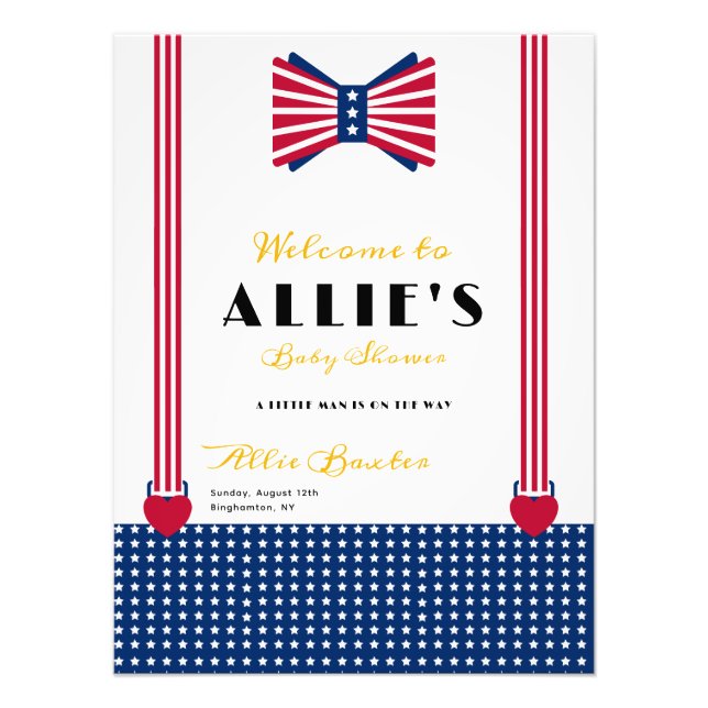 Rött vitt blått välkomsttecken för 4:e juli-babyvi fototryck (Framsidan)