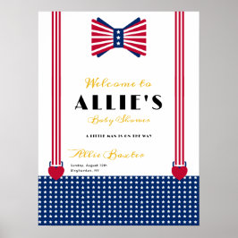 Rött vitt blått välkomsttecken för 4:e juli-babyvi poster