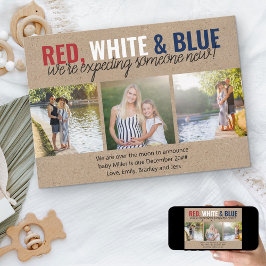 Rött vitt blått väntar somone New 3-foto Meddelande