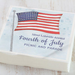 Rött vitt blått vattenfärg, enkel fjärde juli pappersservett