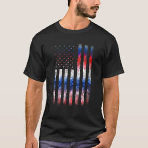 Rött vitt blått Vintage American Flagga Tie Dye Te T Shirt