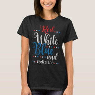 Rött vitt blått Vodka USA flagga juli 4:e Vodka T Shirt
