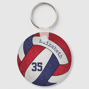 rött vitt blått volleyball-nyckelkedja med namn nu nyckelring