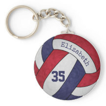 rött vitt blått volleyball-nyckelkedja med namn nu