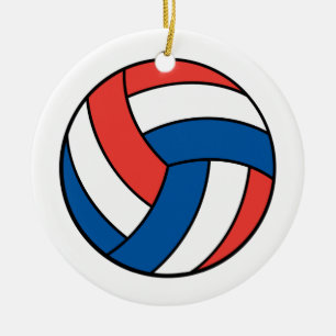 rött vitt blått volleyboll julgransprydnad keramik