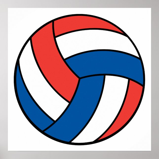 rött vitt blått volleyboll poster (Framsidan)