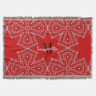 Rött vitt geometriskt schema Vävda vridens vevpart Mysfilt