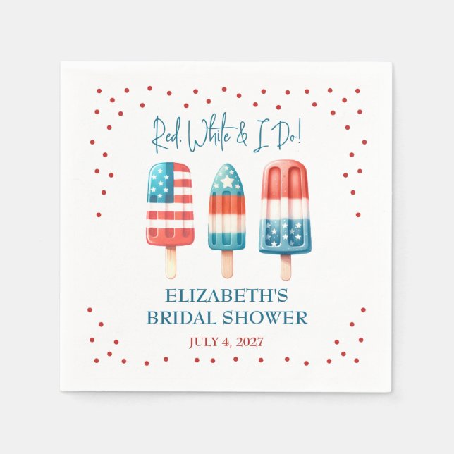 Rött, Vitt & Jag Gör Patriotiska Popsicle Bröllops Pappersservett (Framsidan)