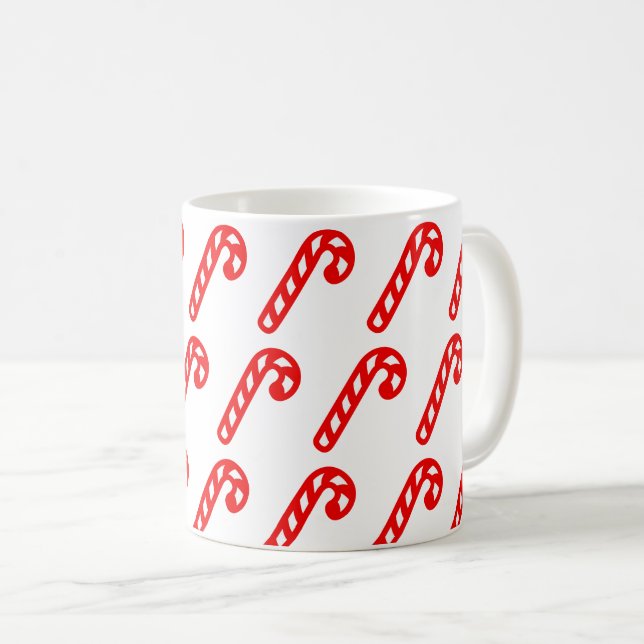 Rött vitt julstreck minimalt kaffemugg (Framsida höger)