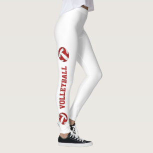Rött vitt lag färg volleybollar med text upp ben leggings