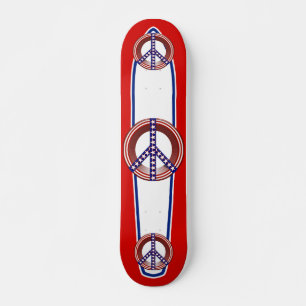 Rött vitt och blått Fredstecken Skateboard Bräda 20 Cm