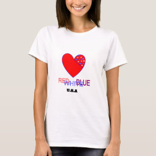 Rött, vitt och blått hjärta t shirt