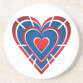 Rött vitt och blått hjärta underlägg