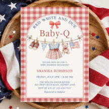 Rött Vitt och Kommer Baby-Q Klädtorr Baby Shower