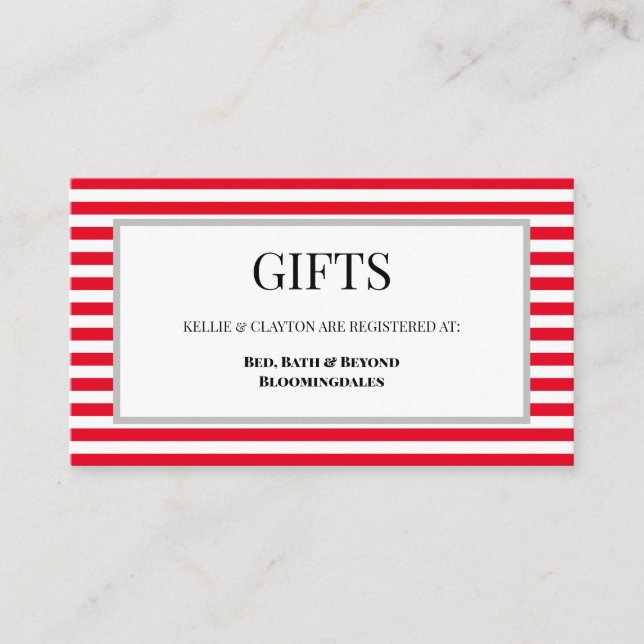 Rött/vitt Rand-presentationskort Tilläggskort (Framsida)