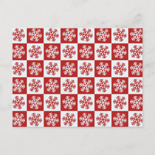 Rött, vitt schaktbord, vykort för snöflinga