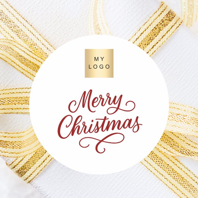 Rött vitt skript - jul runt klistermärke (Skapare uppladdad)