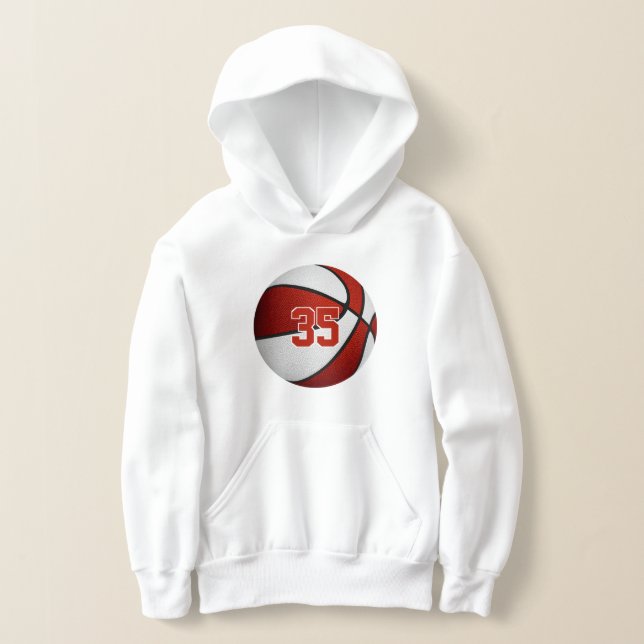 rött vitt team färg jersey-basketboll t shirt (Laydown)