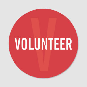 Rött volontäremblem namnbricka