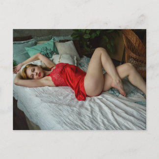 Rött vykort för fotomodell