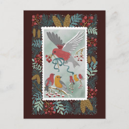 Rött vykort för vinterjorden Sång Crimson Red