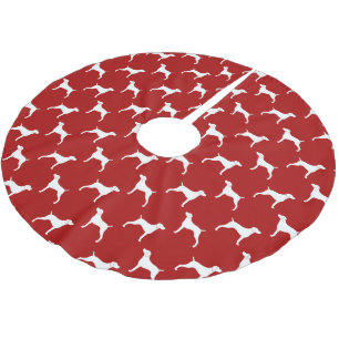 Rött Weimaraner Silhouettesmönster Julgransmatta Borstad Polyester