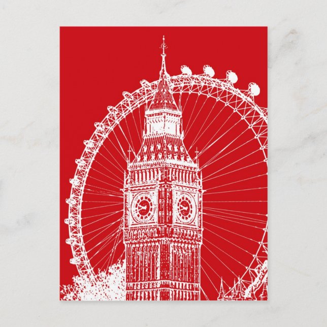 Rött & White London-vykort Vykort (Framsida)