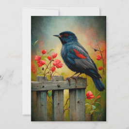 Rött-Winged Black Bird Card Julkort